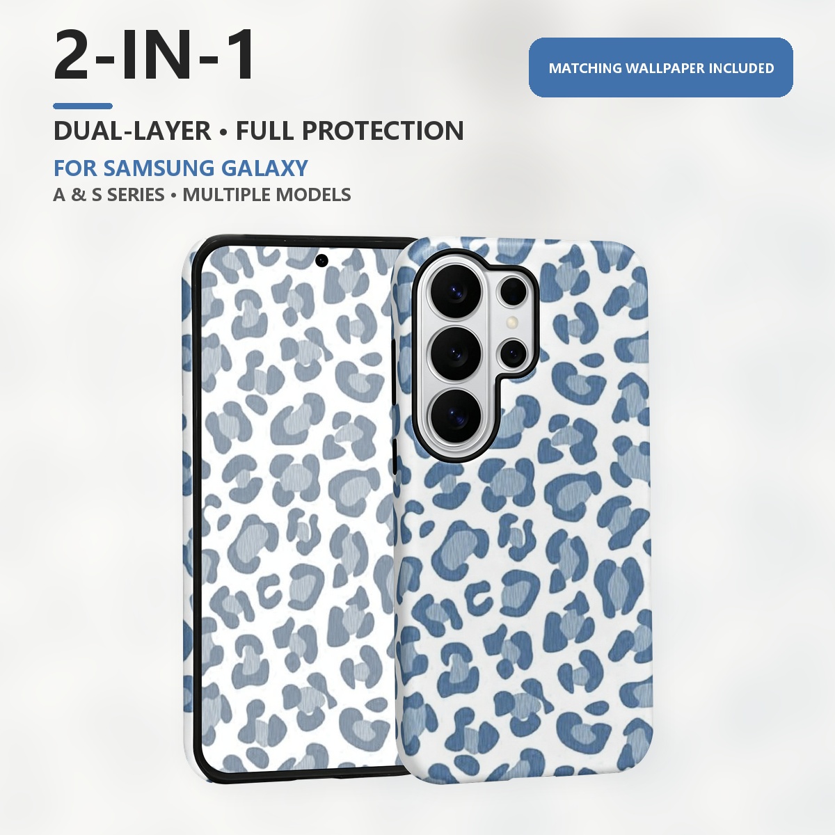 Samsung Galaxy S24 - Blaues Leopardenmuster 2-in-1 Dual-Layer Handyhülle für