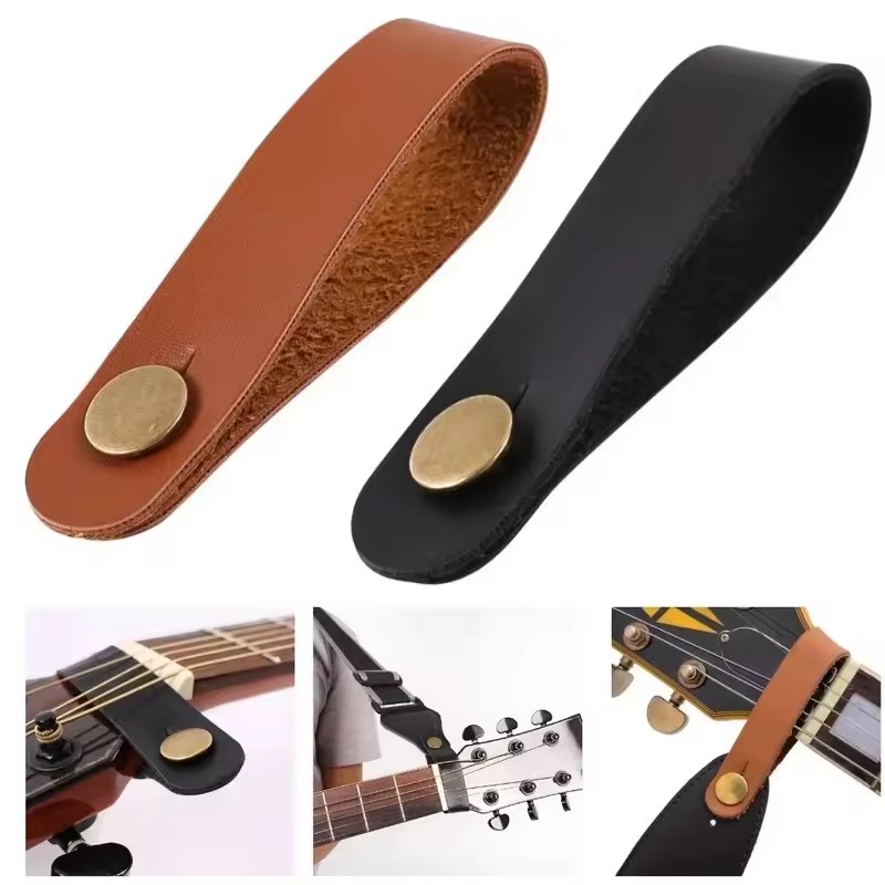 Leather Classic Strap - 1/2/3 Stück Leder-Gitarrengurthalter mit Sicherheitsverschluss für
